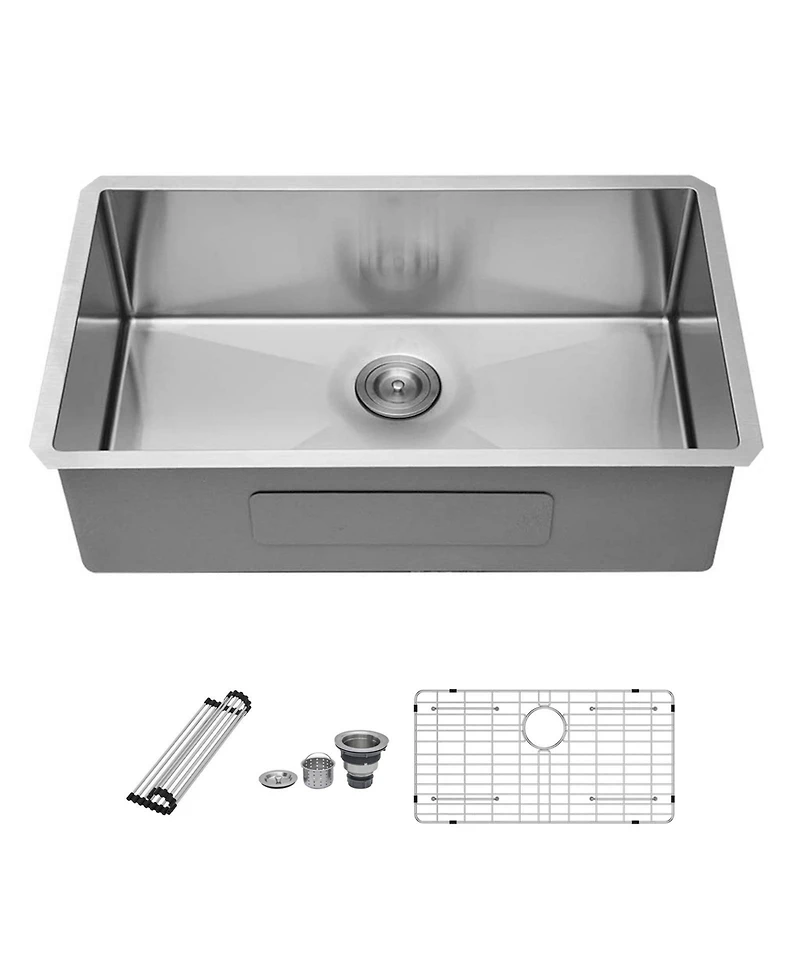 flynama 30x18x9inch Undermount Kitchen Sink Stainless Steel Single Bowl 16 Gauge Deep Basin