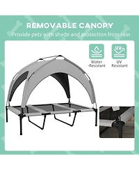 PawHut Elevated Dog Bed with Canopy, Raised Outdoor Pet Bed for Camping