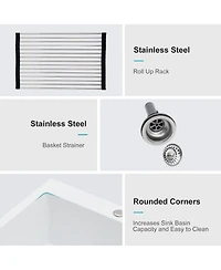 flynama Granite Composite Drop-in Quartz Kitchen Sink with Complete Accessory Set