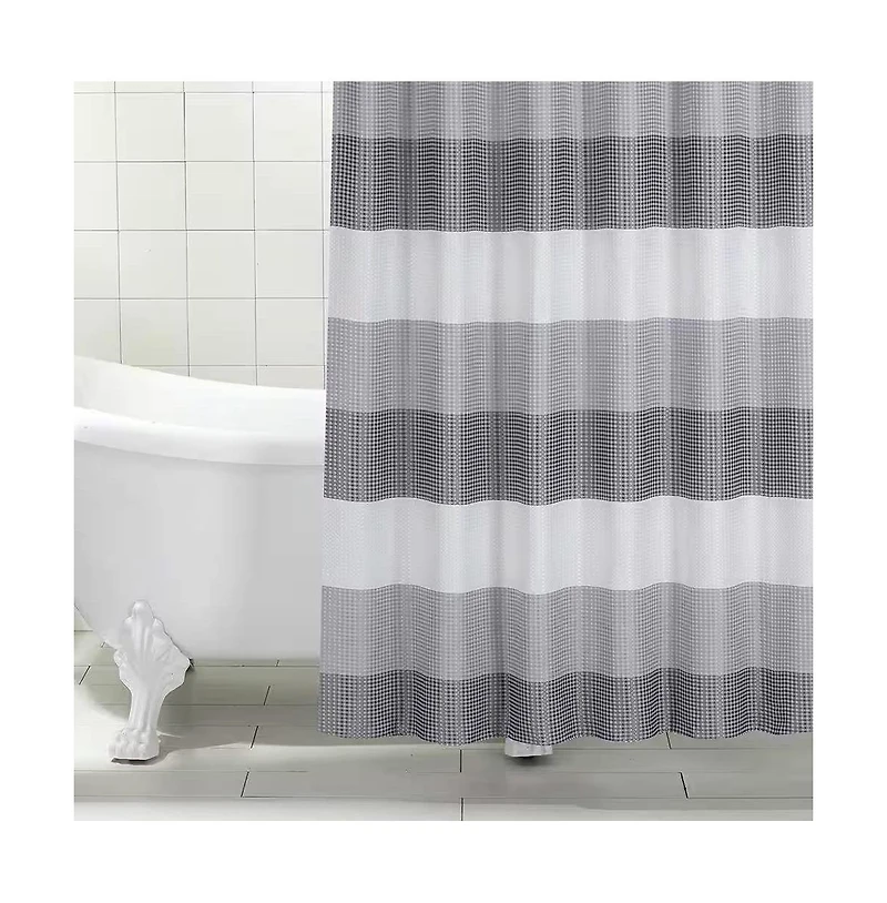 Slickblue 72-inch Grey White Striped Luxurious Textured Polyester Fabric Shower Curtain