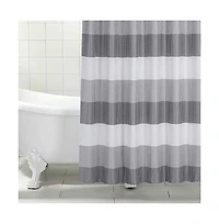 Slickblue 72-inch Grey White Striped Luxurious Textured Polyester Fabric Shower Curtain
