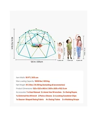 Slickblue Climbing Dome, 10FT Geometric Dome Climber with Saucer Swing