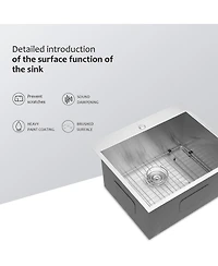 flynama 22x22x12inch Laundry Sink Topmount Stainless Steel Deep Single Bowl Utility Room Sink