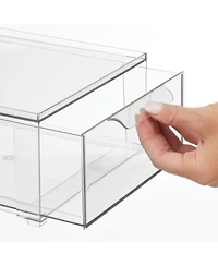 mDesign Stackable Pull-Out Sliding Storage Drawer - Set of 4 - Clear