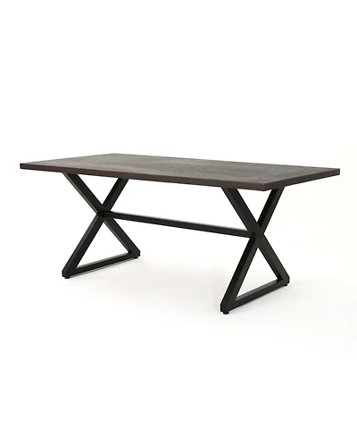 Mondawe 70.50 Inches Outdoor Aluminum Dining Table with Steel Frame and X-Base
