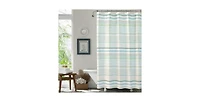 Slickblue 72-inch Sea Breeze Blue Green White Cabana Stripe Cotton Shower Curtain