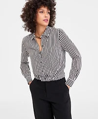 I.n.c. International Concepts Women's Printed Gathered-Hem Shirt, Macy's Exclusive