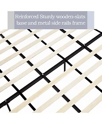 Boyel Living Carmen Upholstered Wingback Bed Frame with 52.3" Headboard, King, Ivory Boucle