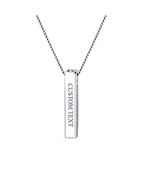 Bling Jewelry Minimalist Vertical 3D Pillar Bar Necklace Pendant Solid .925 Sterling Silver