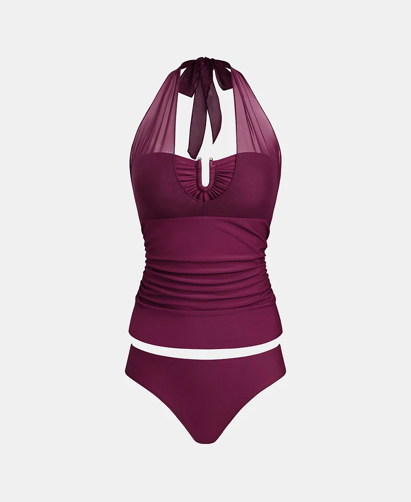 Cupshe Women's Chic Tankini Swimsuit with Mesh Inserts