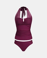 Cupshe Women's Chic Tankini Swimsuit with Mesh Inserts