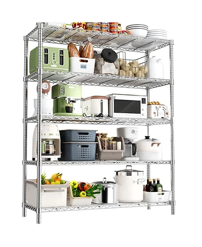 5-Tier 48 in W x 72 in H x 20 in D Height Adjustable Garage Wire Shelving Unit
