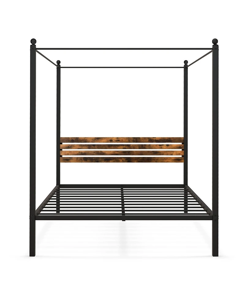 Gymax 4-Post Canopy Bed Frame Rustproof Metal Noise-free with Foot Pads