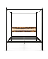 Gymax 4-Post Canopy Bed Frame Rustproof Metal Noise-free with Foot Pads