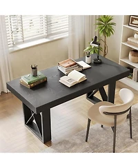 Tribesigns Rectangle Dining Table for 4-6 People, Farmhouse Thick Appearance Design, Rectangular Kitchen Dinner Table