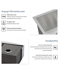 Flynama 36" x 20" x 9" Double Bowl Farmhouse Kitchen Sink, Stainless Steel, Apron Front, 16-Gauge, 50/50 Split
