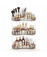 Yigii 3-Tier Corner Bathroom Organizer with Toothbrush & Makeup Brush Holders
