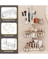 Yigii 3-Tier Corner Bathroom Organizer with Toothbrush & Makeup Brush Holders