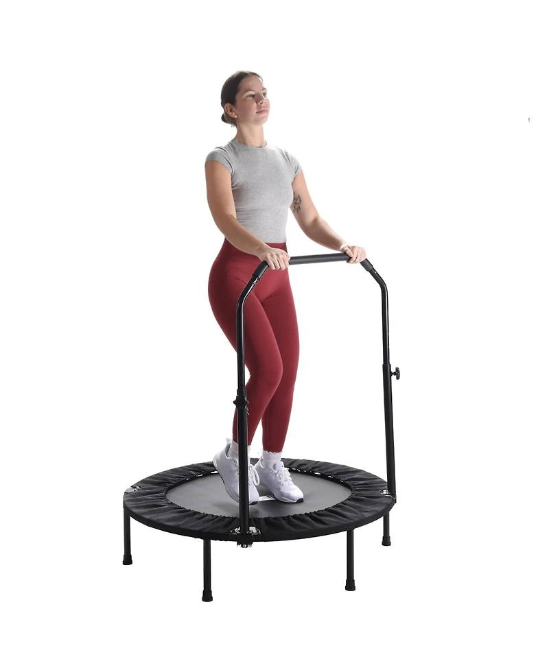 Stamina inMotion 40" Round Fitness Trampoline with Adjustable Handlebars, Black