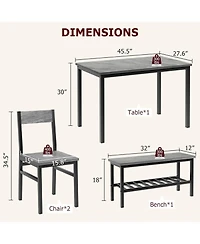 gaomon Kitchen Table and 2 Chairs for 4 with Bench,4 Piece Dining Table Set,Dining Room Table Set for Small Space, Modern Sturdy Table