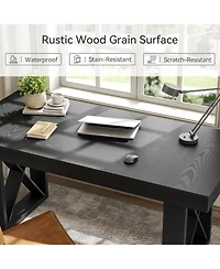 Tribesigns 63-Inch Computer Desk, Simple Thick Appearance, Study Gaming Writing Work Executive Desk for Home, Yellowish Brown