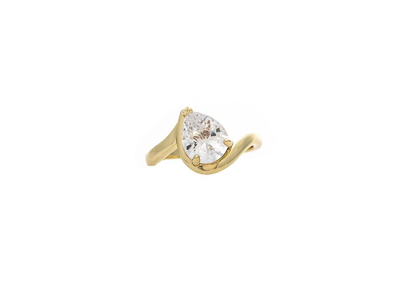 Rivka Friedman Pear Cz Shaped Wavy Band Solitaire Ring