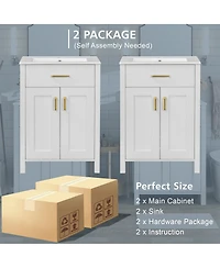 Cesicia Modern Freestanding 48 in. Bathroom Vanity with Ceramic Sink, Soft-Close Doors, Flip Drawer and Double-Layer Door Shelves