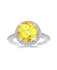 Bling Jewelry 3CT Clear Cz Round Solitaire Halo Promise Ring Sterling Silver Thin Pave Band