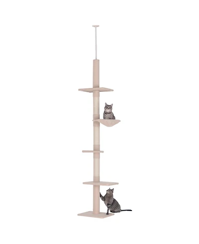 Aostirmotor 90.5''-102.25''Adjustable Height Floor-to-Ceiling Vertical Cat Tree in Beige