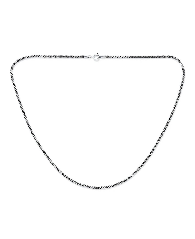 Bling Jewelry Bali Balinese Indonesian Black Rope Twist Chain Necklace Oxidized Sterling Silver 24 Inch