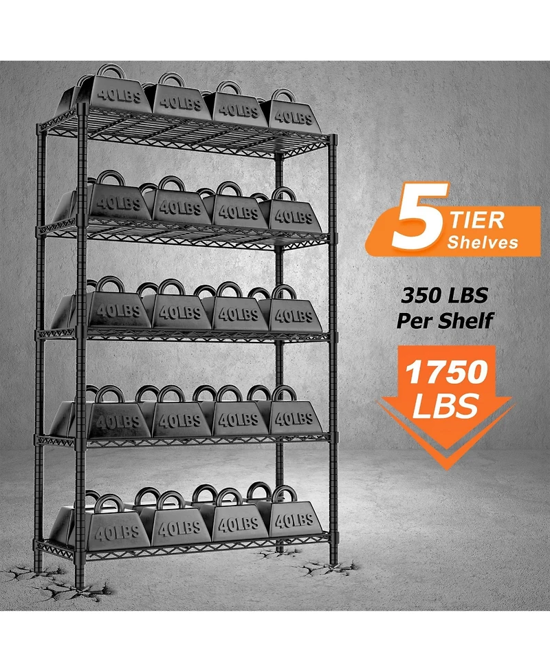 Lovmor 5-Tier in W x 72 in H x in D Height Adjustable Garage Wire Shelving Unit