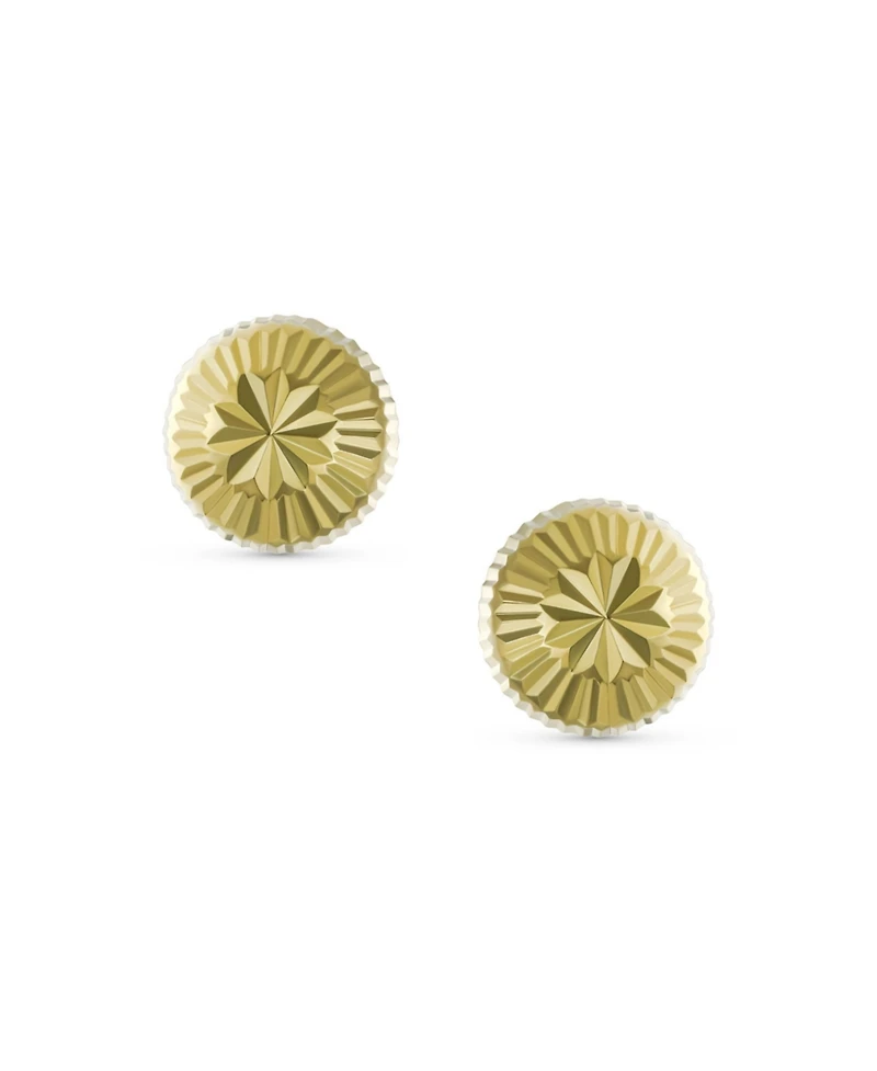 Bling Jewelry Timeless Real 10K Yellow Gold Half Dome Sparkling Star Design Brust Ball Stud Earrings 6MM