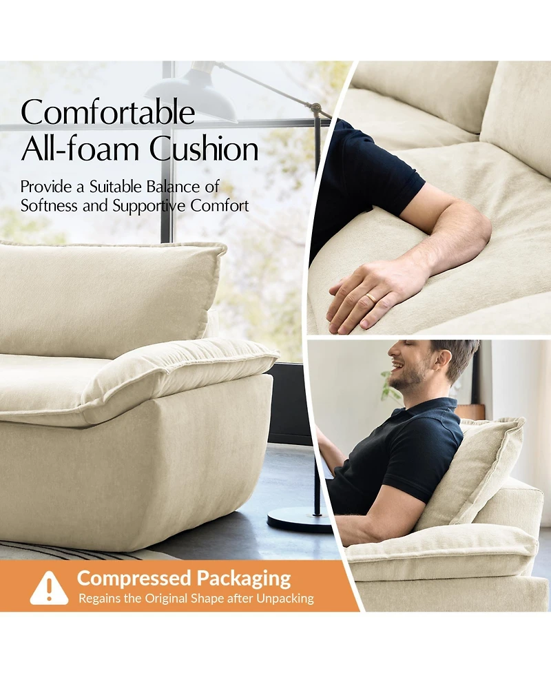 Hulala Home Enrique Modern 90"W Oversized Compressed High-density Foam Sofa and No Assembly Needed