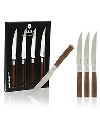 Babish 4-Piece 1.4116 German Stainless Steel Steak Knife Set with Dark Pakka Wood Handles Full-Tang Knives for Dining & Everyday Table Use
