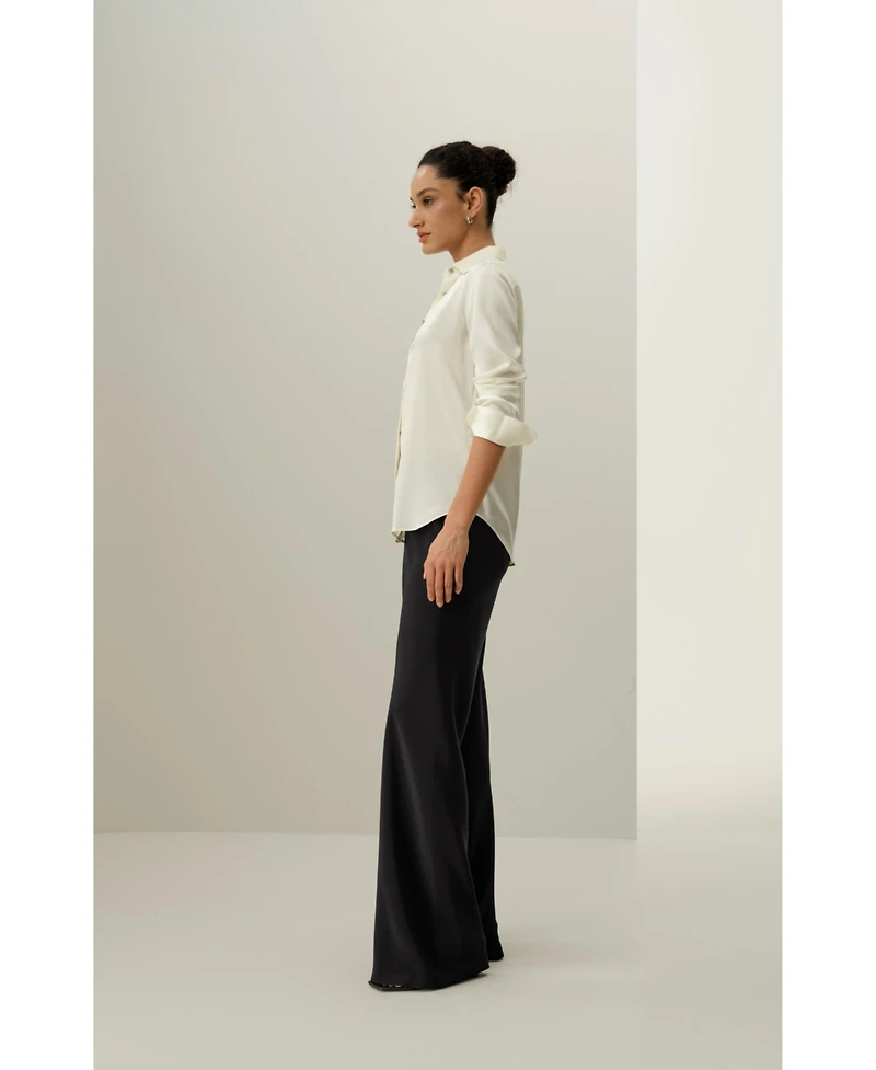 Spread Collar Silk Shirt for Women