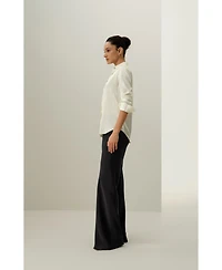 Spread Collar Silk Shirt for Women