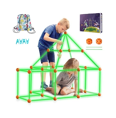Slickblue Fort Building Kit for Kids, 85PCS Glow in The Dark Stem Building Toys, Educational Gift for Old Boys & Girls