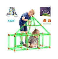 Slickblue Fort Building Kit for Kids, 85PCS Glow in The Dark Stem Building Toys, Educational Gift for Old Boys & Girls