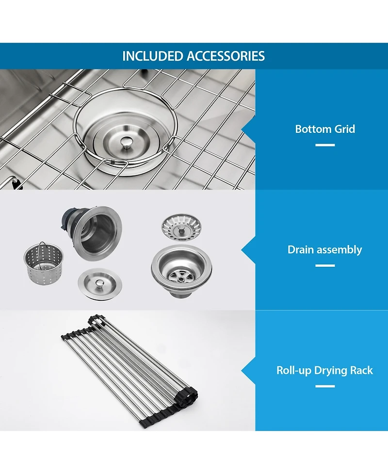 flynama 28x19x10 Inch Double Bowl 5050 Undermount Kitchen Sink 16 Gauge T304 Stainless Steel With Two 10 Inch Deep Basin