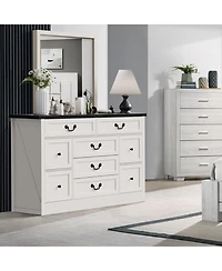 Gaomon Dresser with Power Outlet, Farmhouse Dresser with Metal Handle