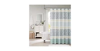 Slickblue 72 x 72-in Cotton Shower Curtain with Teal Blue Grey Cream White Paisley Pattern