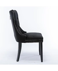 Dyhome Modern Velvet Upholstered Dining Chairs Set of 2, Mid Century Kitchen Side Chairs with Back Pull Rod for Kitchen, Living Room