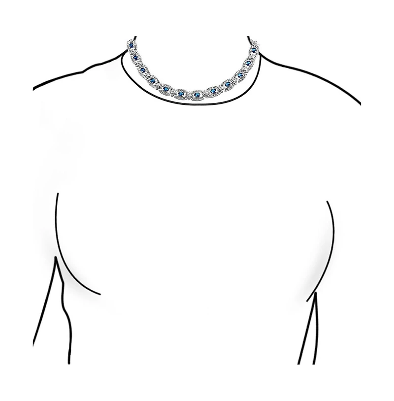 Bling Jewelry Art Deco Style Royal Blue Sapphire Cz Cubic Zirconia Cocktail Statement Collar Necklace