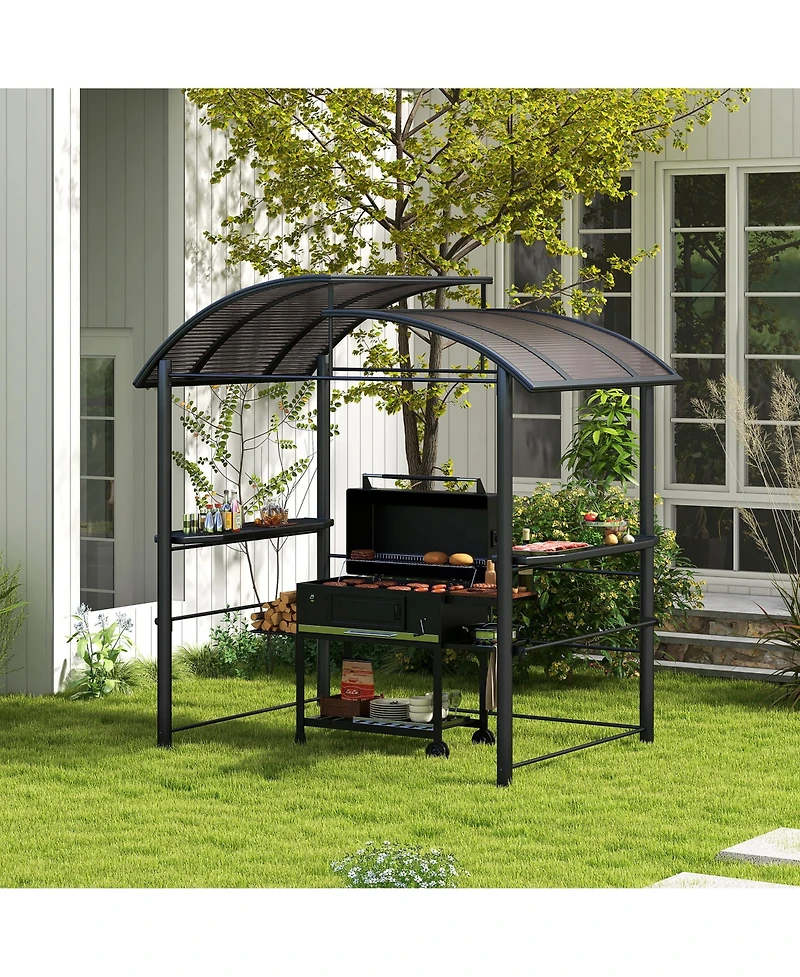 Outsunny 8' x 5' Grill Gazebo Shelter with Vented Pc Roof, Side Shleves