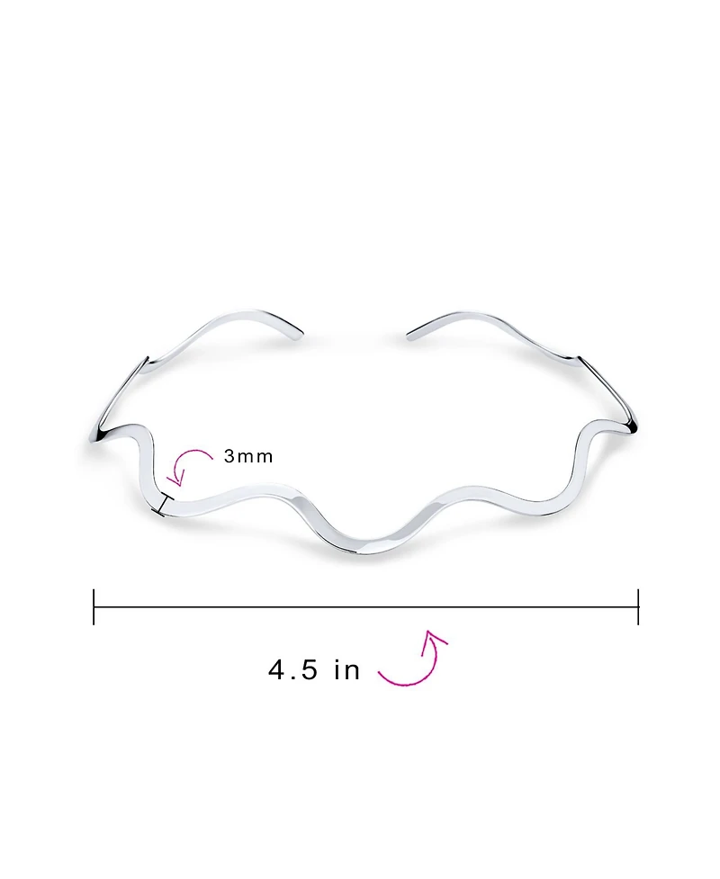 Bling Jewelry Wave Zig Zag Geometric Collar Choker Necklace .925 Silver Sterling