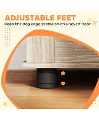 Aostirmotor Dog Crate Furniture with 2 Doors, Adjustable Non-slip Foot Mats in Walnut Brown