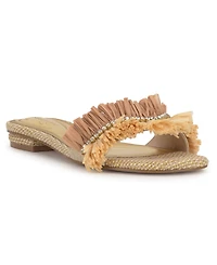 Jessica Simpson Women's Danive Raffia Fringe Flat Slide Sandals