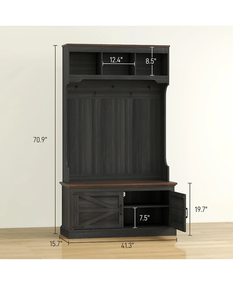 Homcom Hall Tree with Shoe Storage, Coat Rack with Shoe Bench,