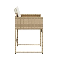 Patio Chairs with Cushions 4 pcs Beige Poly Rattan