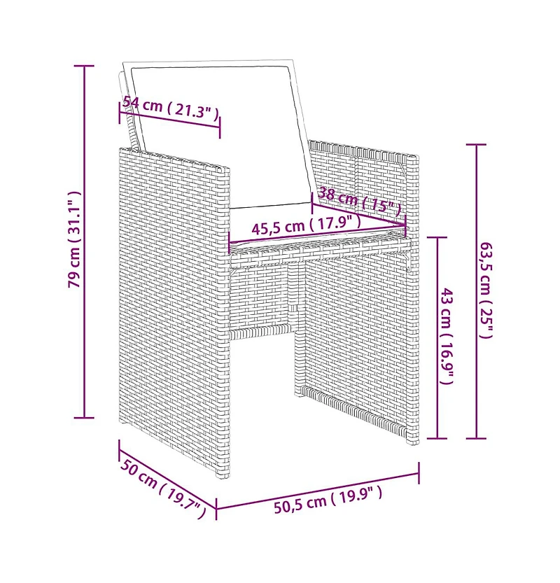 Patio Chairs with Cushions 4 pcs Gray Poly Rattan